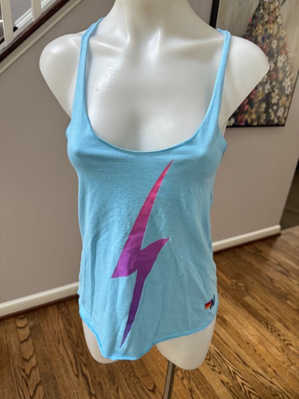 Aviator Nation Bolt Graphic Tank Top Blue Purple Size Small